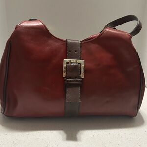 Valentina Burgundy and Brown Satchel